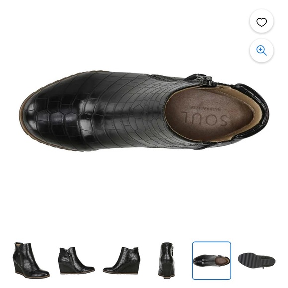 Women’s SOUL Naturalizer Haley wedge ankle bootie black croc print size 7.5M - Picture 3 of 11